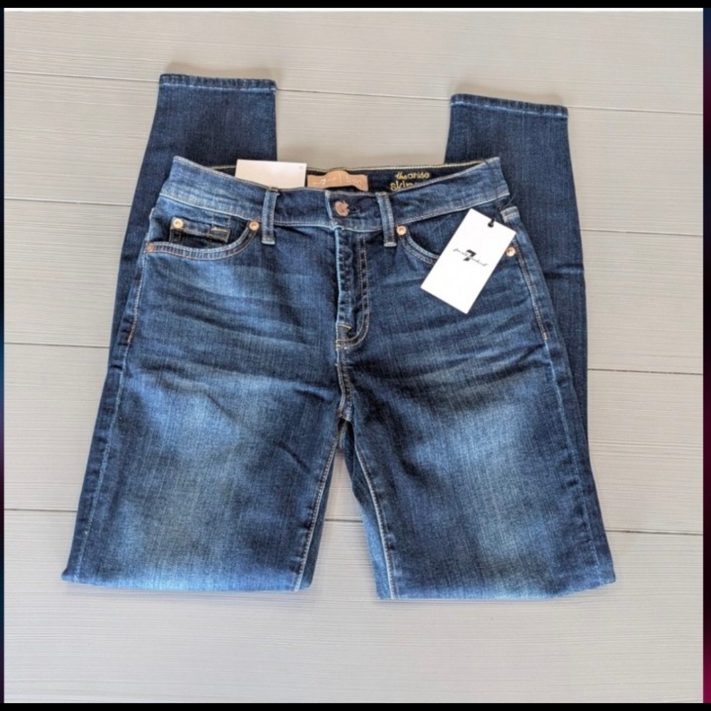 NWT 7 For All Mankind 7FAM Women's Bair Ankle Skinny Dark Wash Jeans Size 26/2